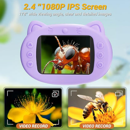 2.4" Screen Pocket Kids Microscope: 1000X Handheld Microscope for Photo and Video - Portable Science Kits STEM Toys – Christmas/Birthday Gifts for Girls & Boys Ages 3-12(Purple)