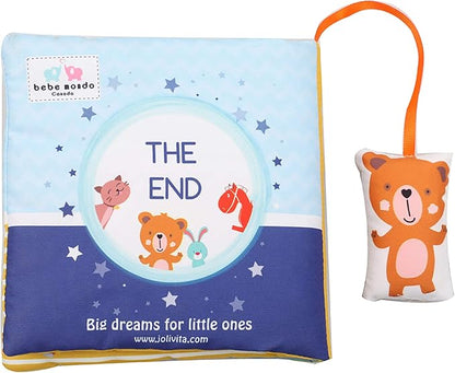 Teddy Bear Baby Book Activity Quiet Cloth Soft Books Developmental Toys Interactive Baby Books for Babies Toddlers Infants, Tummy Time Mirror Toy Gifts for Boys Girl, Goodnight W Box