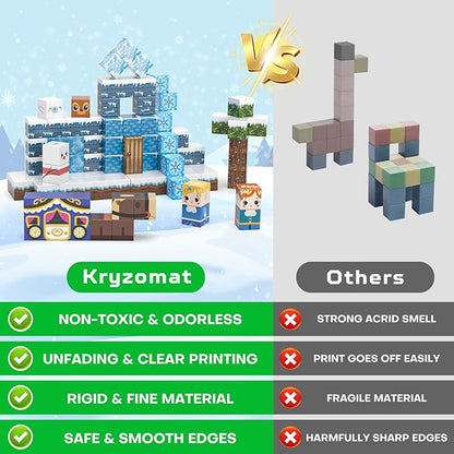 100PCS Magnetic Blocks, Magnet Building Blocks for Kids Age 4-8, Magnetic Cubes Sets for Frozen Princess Castle Build, Magnet Cubes Tiles Toys for Girls Age 3+ Years Old Birthday Gift