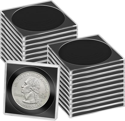 20 Pcs Adjustable Acrylic Coin Collection Cases with Sponges, Coin Snap Holder, Silver Dollar Protection Cases for Collectors, Coin Dollar Collection Supplies for Small to Medium Coins (16mm-36mm)
