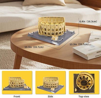 Roman Colosseum Architecture Model Building Block Sets Famous Landmark Series Kit Toy for Adults Kids 1756 Pieces