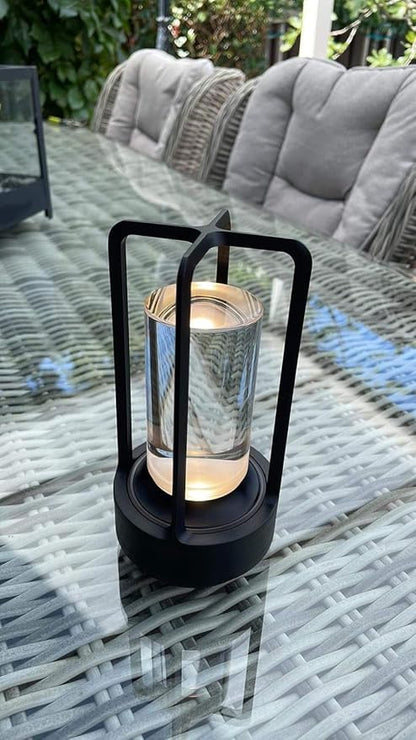Klarako Crystal Lantern Lamp – Modern Cordless Rechargeable Bedside & Outdoor Light, Portable Wireless Lamp – Dimmable Touch Control – Luxury Living Room & Hotel-Style Lighting (Black, 20-Pack)
