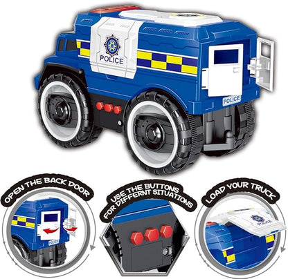 Liberty Imports Big Wheel Police Monster Truck Toy, Friction Powered Police Car for Kids with Lights & Sounds – Large Wheels, Opening Doors, and Realistic Police Siren Effects