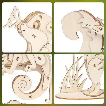 ELX 3D Wooden Animal Puzzles for Kids 6+, 4 Piece Set Animal Models, Wood Building Craft Kits Stem Toys peresents for Kids and Adults
