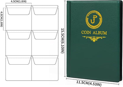 Uncle Paul Coin Album Coin Holder Coin Collection Book for Half Dollar/Small Dollar/50 Pence/Two pounds 60 Pockets CS3706GR
