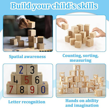 Wood Blocks for Crafts, 6 PCS 2 Inch Unfinished Wood Cubes, Natural Wooden Square Blocks, Unfinished Craft Wooden Squares for Arts and Crafts, Painting, Puzzle Making, DIY Projects