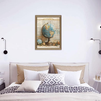 Elegant Globe Puzzle，World Map Inside, Vintage Backdrop, and Rose Detailing，500 Piece Adults Wooden Jigsaw Puzzle，Puzzles Suitable for Entertaining with Family During Holidays