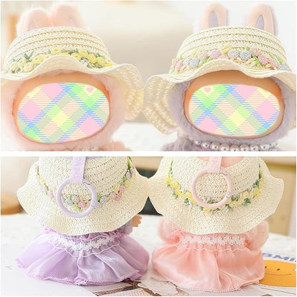 Clothes for Dolls Accessories, Outfit Set 3 Pieces Gauze Dress for 15cm 17cm Doll (No Doll), Romantic Hat Skirt Doll Clothing Set Replacement White