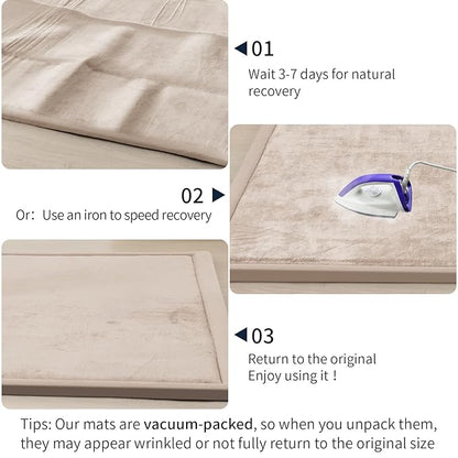 ACOMOPACK Baby Play Mat for Floor 1.3" Thick Memory Foam Play Mat 39"×59" Tummy Time Crawling with Non-Slip Bottom for Living Room,Nursery,Soft Velvet Playpen Mats for Kids,Infants（Beige）