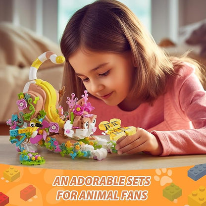 JOJO&Peach Cat and Flower Building Toy Set for Girls, Animals Plant Model Ideas Birthday for Women Adults Teens Age 8 9 10 11 12+ (1038 Pieces)