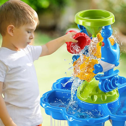 Kids Flower Water Table for Toddlers for 3 4 5 6 7 8 Years Old, Outdoor Water Sand Table for Boys Girls, Sensory Toys for Toddlers Age 3-8, Activity Sensory Table Summer Toys