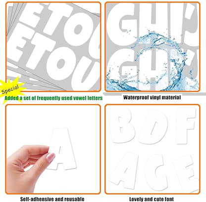 Bemeol 360 Pcs 30 Sheets Bulletin Board Letters 2.5 Inches Alphabet Stickers Self Adhesive Stick on Letters for Poster Board Classroom School Home Decor(White)