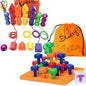 Skoolzy Rainbow Lacing Beads & Pegs - 71 Piece Color Recognition and Sorting Toys Montessori Sensory Bundle for Toddlers Over 36+ Months & Hands On Occupational Therapy Fine Motor Skills Games