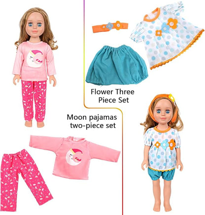 MSYO 10 Sets (20 Pcs) Doll Clothes for 17 - 18 Inch Dolls, Diverse Outfits (Sporty Dress, Floral Dress, Flamingo Swimwear) & Casual Wear, Fashion Dress - Up Set