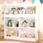 MHOM White Kids Bookshelf, Toy Storage Organizer with Book Rack and 4 Storage Cubbies, Wooden Kids Bookcase, Toy Organizers and Storage for Nursery, Playroom