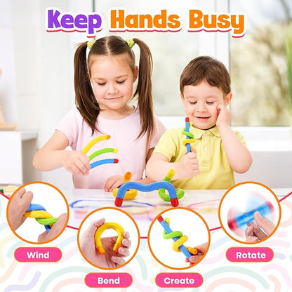 Fidget Toys Sensory Sticks for Kids: 3 Pack Textured Sensory Toys for Autism Calming - Quiet Fidgets for Classroom Must Have - Stress Relief Item for Classroom Student - Travel Activity Essentials