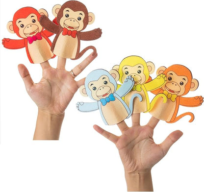 5 Little Monkeys Finger Puppets for Kids, 5 Pack Nursery Rhyme Finger Puppets Toy, Perfect for Parent-Child Interaction, Classroom Activities, Bedtime Storytelling