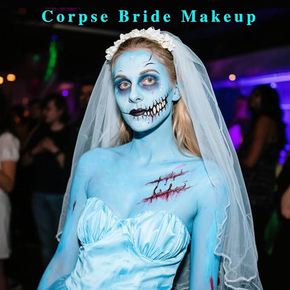 Light Blue Face Paint Stick,Baby Blue Body Paint Stick,Halloween Washable Face Painting for Sally,Avatar,Corpse Bride Costume,Eye Black for Baseball Softball Football Lacrosse,1.06OZ