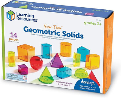 Learning Resources Plastic Base Ten Class Set & View-Thru Geometric Solids - 600 Pieces, Ages 6-11, Math Teacher Supplies