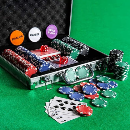 Poker Chip Set - 200PCS Poker Chips with Aluminum Case, 11.5 Gram Chips for Texas Holdem Blackjack