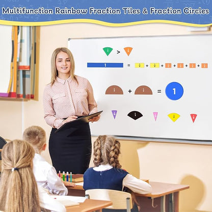 Magnetic Fraction Tiles & Fraction Circles Set-Fraction Manipulatives, Math Manipulatives 4th Grade, Classroom Must Haves Teaching Tools-Fraction Games & Algebra Tiles & Fraction Strips for Kids