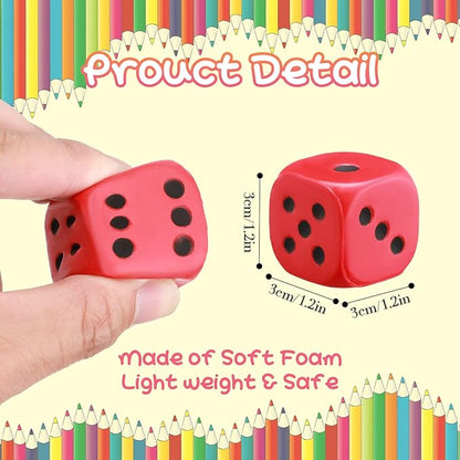 36 Pieces Foam Dice Colorful Cubes Block of Dice with Number Dots for Boy Girl Over 3+, Building, Educational Toys, Math Teaching, Pastime, Party Favors and Classroom Supplies
