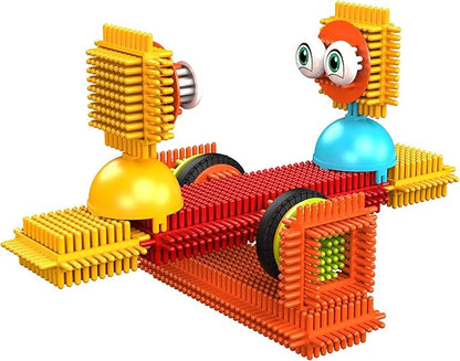 Contixo 144 pcs Bristle Shape 3D STEM Building Toys, Construction Learning Stacking Educational Block, Creativity Beyond Imagination, Inspirational, Safe & Durable, Recreational Toy for Kids Ages 3-8