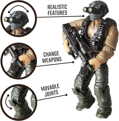Special Forces US Military Mini Action Figures 3 Army Building Sets 9 soldiers Jungle Troopers Ghillie Suit Sniper Jungle Defence Squad Special Troops Toy10+ Kids & Parents Quality Family Time 443 Pcs