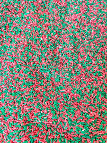 Sensory Bin Filler for Sensory Table - Colored Rice for Sensory Play (Christmas RG)