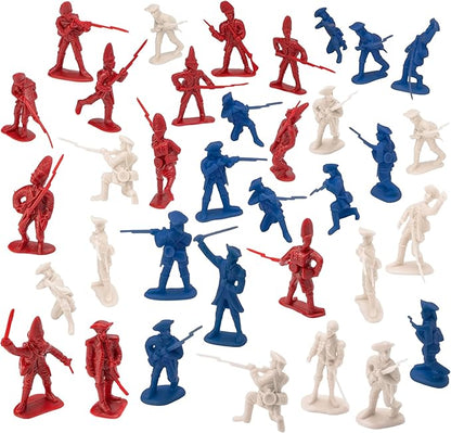 BMC Revolutionary War Plastic Army Men - 34 British, American, French Soldiers