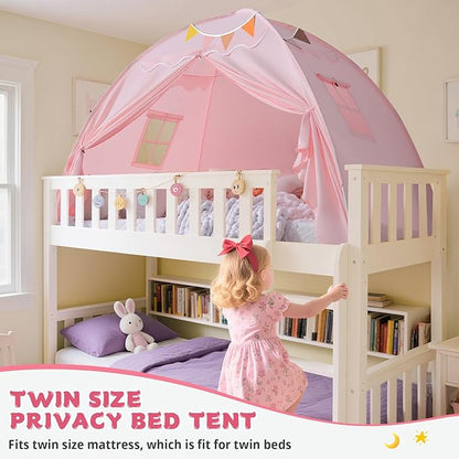 Sumbababy Full Size Bed Canopy for Kids：Girls Bed Tent Dream Privacy Sleeping Tents Indoor - Toddler Under Bunk Pink Tent - Girls & Boys Bedroom Privacy Space Sleeping Tents Gifts (Large Pink)