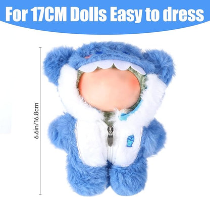 17cm Doll Clothes Outfits,Plush Shark Outfit and Clothes Accessories for 6.7 Inches Doll Clothes,Faking Animal Outfit Jumpsuit,Cute Fashion Dress Up Clothes Accessories for Dolls