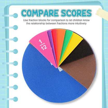 12 Sets Fraction Set for Math Classroom Fractions Manipulatives Math Manipulatives for Home School Supplies (Circles)