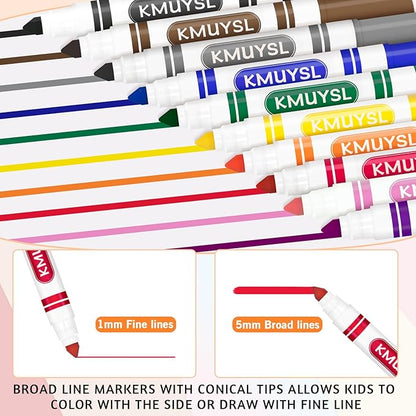 KMUYSL 160 Count Washable Markers Bulk, 10 Assorted Colors - Broad Line Conical Tip Coloring Markers for Kids, School Art Supplies & Back to School Supplies, Teacher Classroom Must Haves