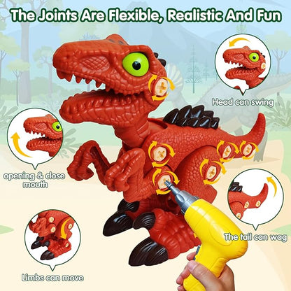 Take Aprts Dinosaur Toys for Kids Age 3 4 5 6 7 Boys with Electric Dril & Play Mat STEM Toys DIY Learning Educational Toy Ideal Birthday Christmas Easter for Boys