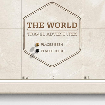 Canvas World Map with Cork Pin Board - English Lettering - Decorative Wall Decoration for All Rooms - Canvas Pictures with World Map Motif (90x60 cm, Pattern 16)