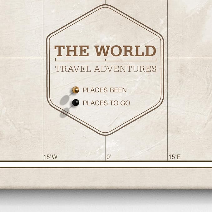 Canvas World Map with Cork Pin Board - English Lettering - Decorative Wall Decoration for All Rooms - Canvas Pictures with World Map Motif (150x100 cm, Pattern 16)