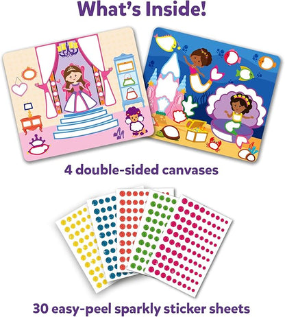 Skillmatics Dot It Art - Unicorns & Princesses, 500+ Sparkly Stickers, Mess-Free Fun for Kids, Stocking Stuffers, DIY Scrapbooking Craft Kits, Travel Toys, Christmas Gifts for Ages 3, 4, 5, 6, 7