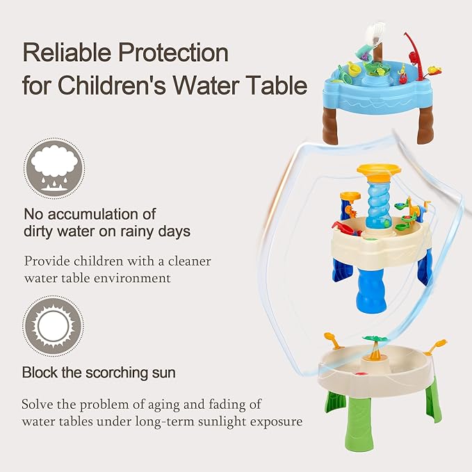 Kids Water Table Cover Fit Little Tikes Fish 'n Splash Water Table, Waterproof Dust Proof Outdoor Toys -Cover only,34"Dx20"H (Bear)