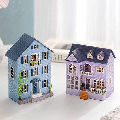 CUTEROOM Dollhouse Miniature with Furniture, DIY Wooden Dollhouse Kit Plus LED Lights, Creative Room for Valentine's Day Gift Idea (D031)