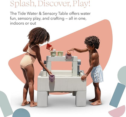 PLAYSMOL Tide Water & Sensory Table, 3-in-1 Play Sand Table with Lid, Toddlers & Kids Indoor Outdoor Activity Water Station, Ages 3+