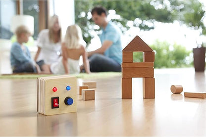 Crown Display Montessori Busy Board Fidget Mini Cube for Toddlers {Improved 2023 Version} Wooden Sensory Activity Toys LED Light Up Buttons Wires Baby Gifts Educational Learning Toy