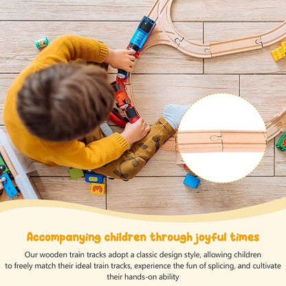 16 Pcs Straight Wooden Tracks Expansion Wood Train Track Connectors and Adapters Male Male Female Female Wood Train Track Pieces Accessories Wooden Tracks Bridge for Most Major Toy Trains Railway