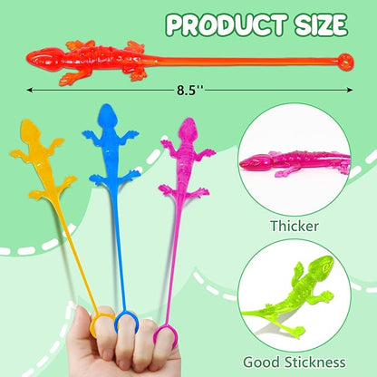 40pcs Sticky Gecko Toys Party Favors Kids Goodie Bag Stuffers Sticky Finger Bulk Stretchy Lizard Toys Treasure Box Prize Pinata Fillers Classroom Rewards Birthday Party Supplies Treat Toddler Boy Girl