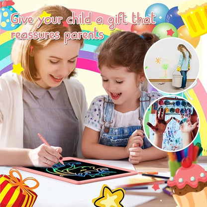 LCD Writing Tablet Doodle Board,12.5 inch Colorful Drawing Pad,Electronic Drawing Tablet, Drawing Pads,Travel Gifts for Kids Ages 3 4 5 6 7 8 Year Old Girls Boys (Pink)