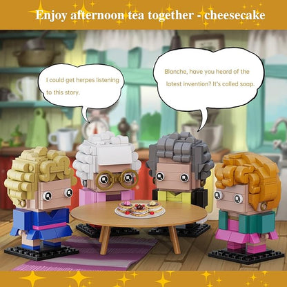 The Golden Lady Building Blocks, 4 Figures of The Single Women, Petrillo, Nylund, Zbornak and Devereaux, Stable Lovely Toy is Symbol of Girls Friendship Present, Compatible with Lego（610pcs）