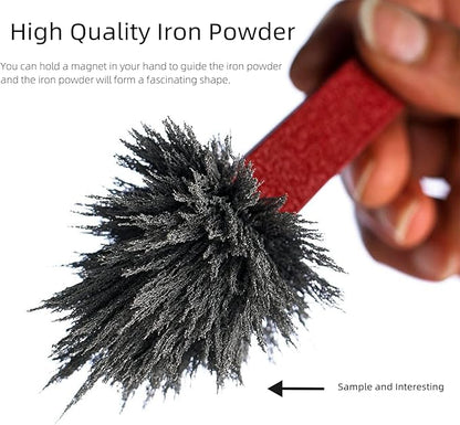 AOMAG Magnetic Iron Powder Filings Sand for Magnet Education, School Projects and Science Experiments Storage Jar (13 Ounces) with Shaker Lid