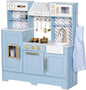 Play Kitchen for Kids, Wooden Children Kitchen Playset w/Coffee Maker, Oven, Stove, Sink, Apron, Ice Maker, Cookware, Kids Toy Kitchen Set for Toddler Girls Boys Pretend Play Toy Gift Ages 3+
