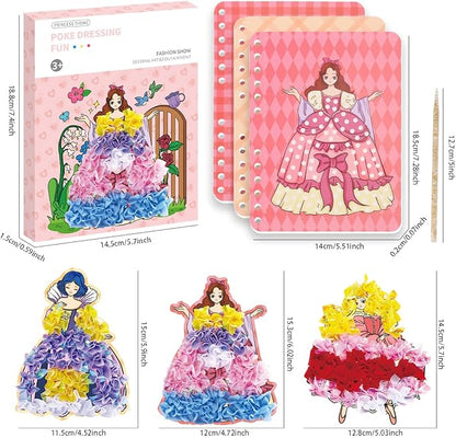 BLXIN Poke-Art Princess Craft Kit, Girls DIY Paper Art Set with Castle, Creative Educational Activity,Crafts Gifts for Girls Ages 3-8, DIY Activity
