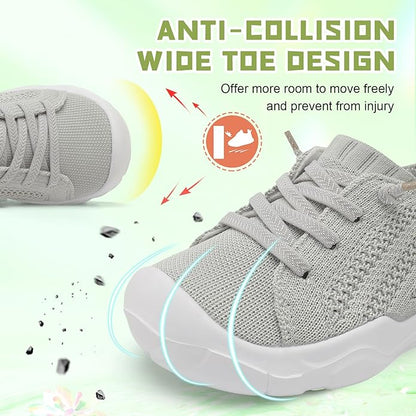 JIASUQI Toddler Shoes for Boys Girls Slip on Sneakers Wide Toe Walking Shoes Toddler Sock Shoes